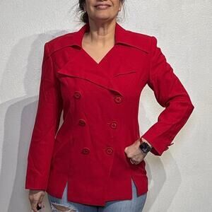 Lily & Taylor Red Vintage Double Breast Blazer Sz 8
